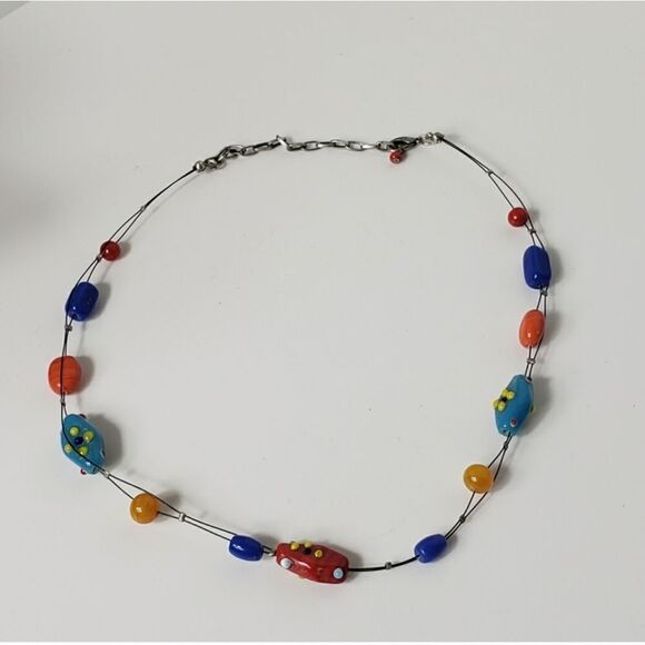 ARTISAN Vibrant Glass Beaded Wire Necklace - Picture 4 of 6